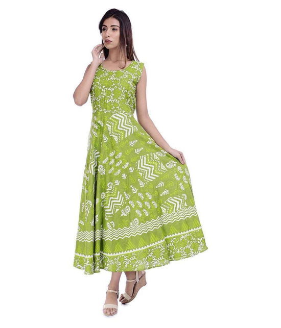 Rangun Cotton Green Regular Dress - S-XL