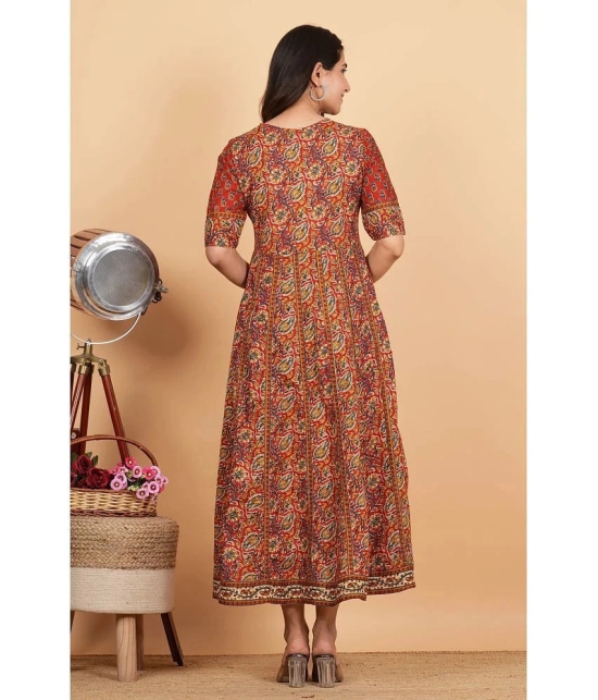 Vbuyz Cotton Printed Anarkali Womens Kurti - Maroon ( Pack of 1 ) - None