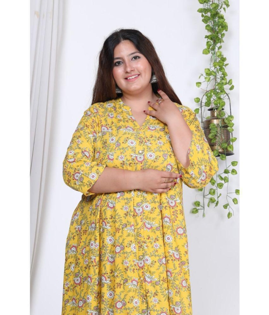 Swasti Cotton Blend Printed Anarkali Womens Kurti - Yellow ( Pack of 1 ) - None