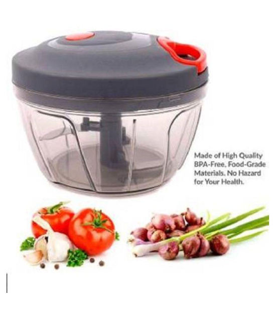 HOMETALES Compact Manual Handy Chopper - 450 ml, Black - Red