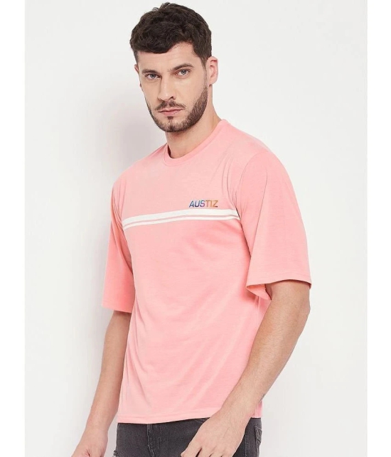 AUSTIZ - Melange Pink Cotton Blend Regular Fit Mens T-Shirt ( Pack of 1 ) - None