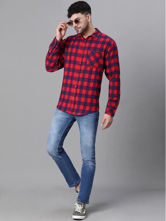 Oxolloxo Relaxed Buffalo Checked Cotton Casual Shirt