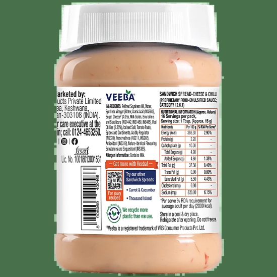 Veeba Cheese & Chilli Sandwich Spread, 275 Gm