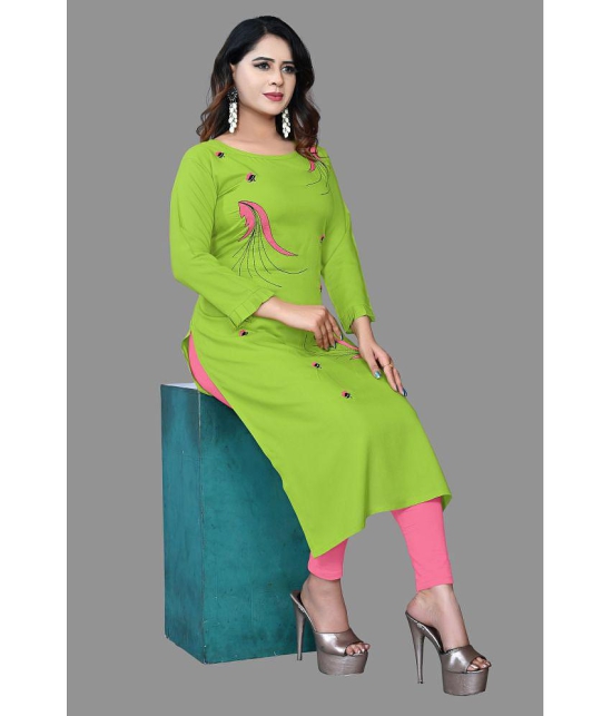 haya fashion - Lime Green Rayon Women's Straight Kurti ( Pack of 1 ) - None