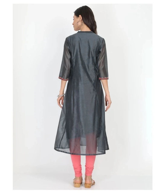 Alena - Grey Chanderi Womens A-line Kurti - S