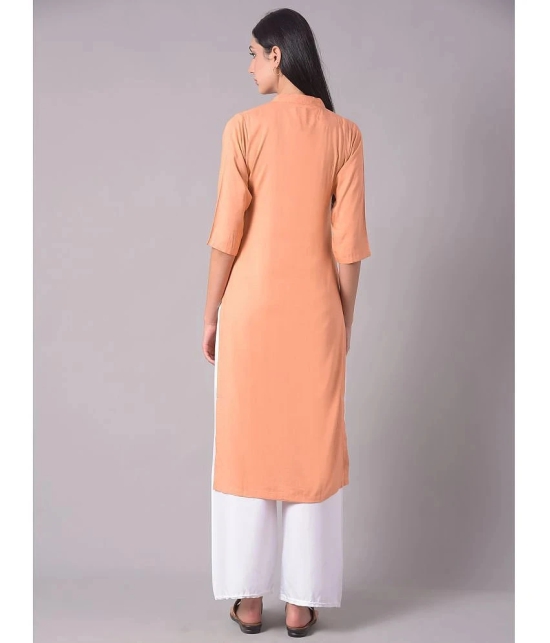 Dollar Missy Cotton Blend Embroidered Front Slit Womens Kurti - Orange ( Pack of 1 ) - None