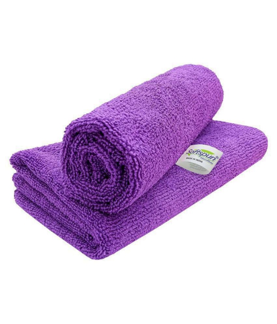 SOFTSPUN Microfiber Cloth - 2 pcs - 40x40 cms - 340 GSM Purple - Thick Lint & Streak-Free Multipurpose Cloths - Automotive Microfibre Towels for Car Bike Cleaning Polishing Washing & Detaili