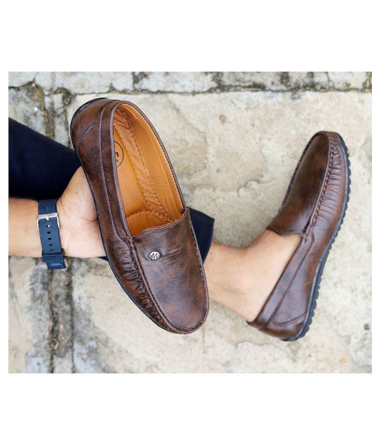 SHOES KINGDOM Brown Loafers - 7