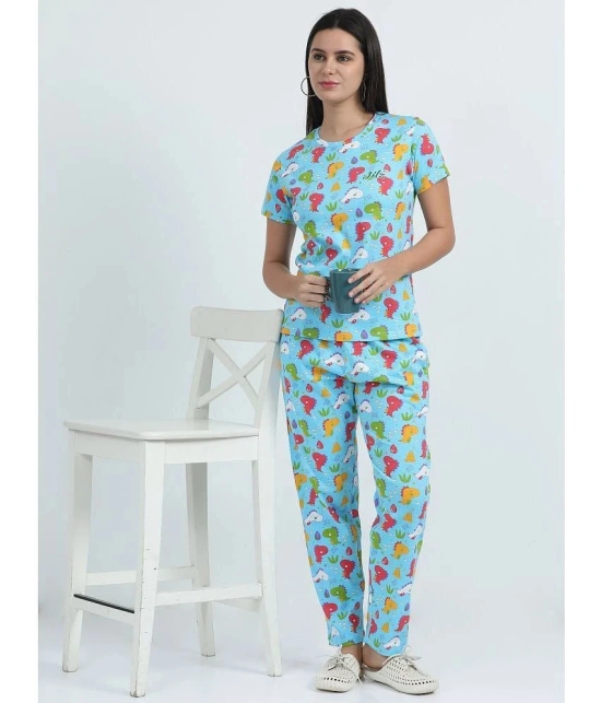 JILZ Blue Cotton Womens Nightwear Pajamas ( Pack of 1 ) - None