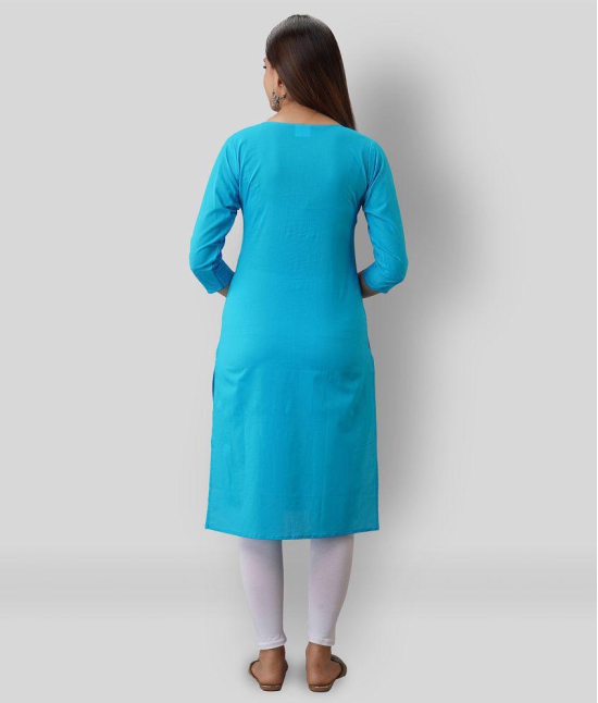 Radiksa - Blue Cotton Womens Straight Kurti ( Pack of 1 ) - XL