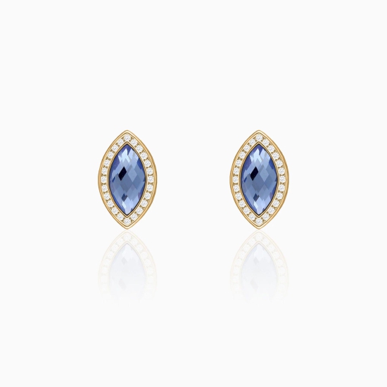 Golden Sapphire Blue Marquise Earrings