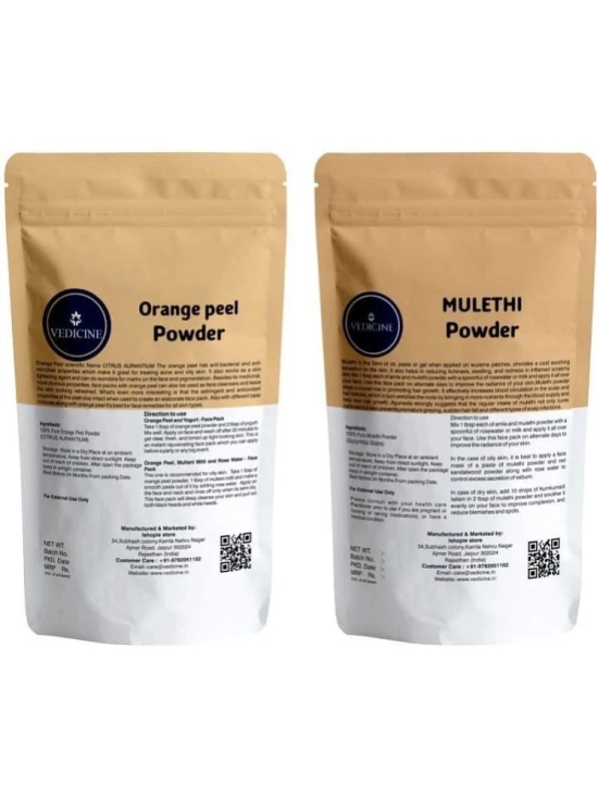 Vedicine 100% Organic & Natural Orange Peel Powder and Mulethi Powder (200 g)