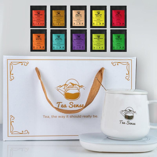 Tea Sense Aure Ceramic Cup Set with Best Seller Sampler Teas-Aure Cup Set (Free 15 Sample Pyramid Tea Bags worth Rs. 299)