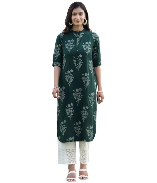 Juniper - Green Rayon Womens Straight Kurti ( Pack of 1 ) - None