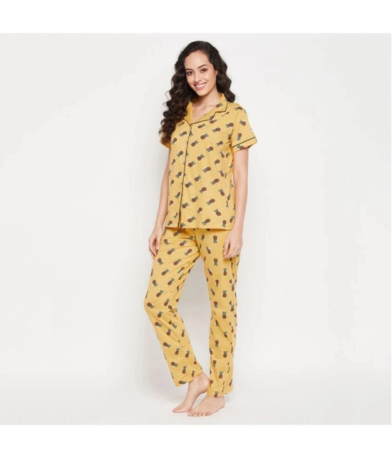 Clovia - Yellow Cotton Blend Womens Nightwear Nightsuit Sets ( Pack of 1 ) - None