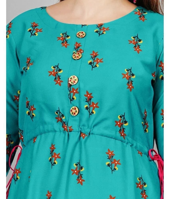 Smien - Turquoise Rayon Womens Flared Kurti ( Pack of 1 ) - None