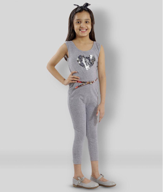 Kids Cave - Gray Cotton Blend Girls Jumpsuit ( Pack of 1 ) - None