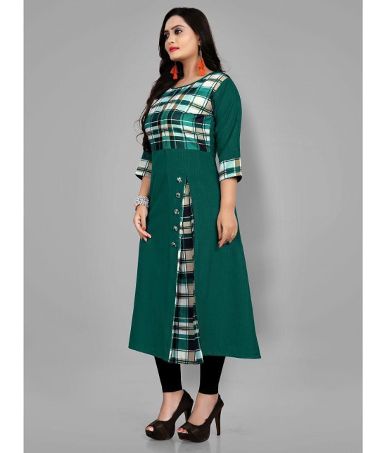 RIAANA - Green Cotton Blend Women''s Front Slit Kurti ( Pack of 1 ) - None