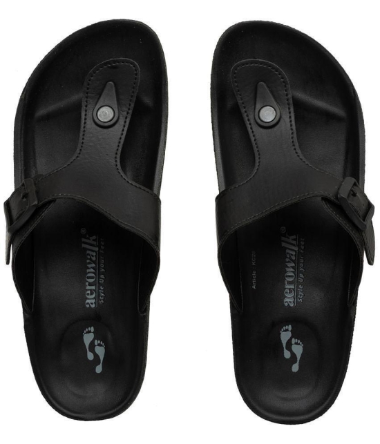 Aerowalk Black Men's Leather Slipper - None