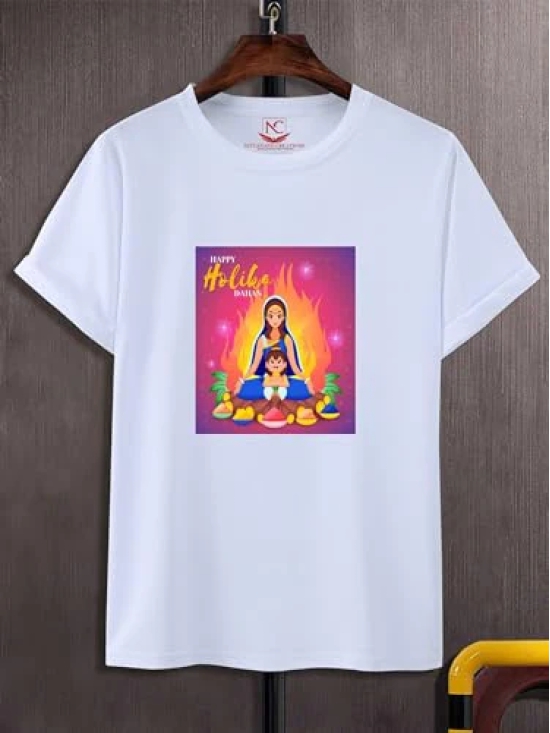 NITYANAND CREATIONS Round Neck White Holi T-Shirt for MEN-HOLI-T-SHIRT-11510-M