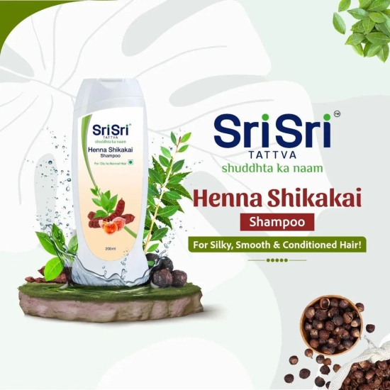 Sri Sri Tattva Henna Shikakai Shampoo - For Silky Smooth & Conditioned Hair, 200ml