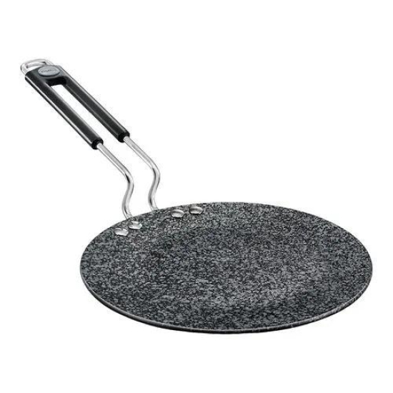 Prestige Durastone Hard Anodised 6 Layer Non Stick Concave Tawa, 26.5 Cm (Black)