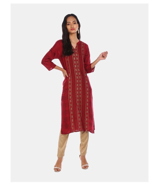 Karigari - Red Rayon Women's A-line Kurti ( Pack of 1 ) - M