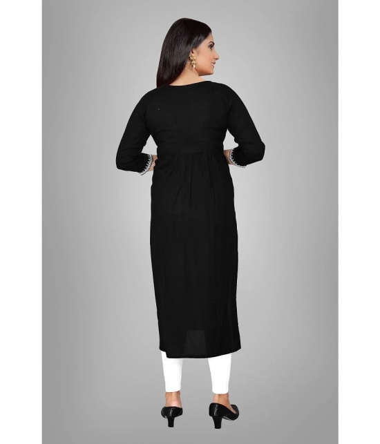 HAYA - Black Rayon Womens Straight Kurti ( Pack of 1 ) - None