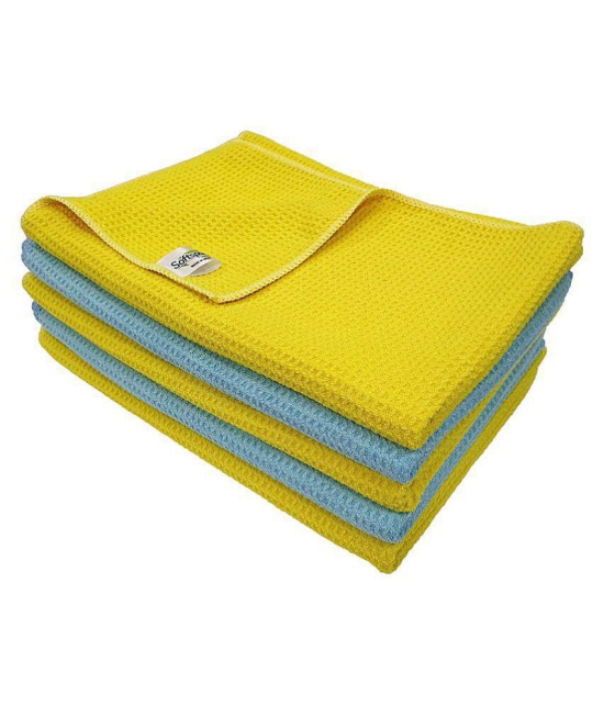 SOFTSPUN Microfiber Drying Cloth, 40x60 Cms, 5 Piece Waffle Weave Towel Set, 400 GSM, (Multi-Colour) Super Absorbent Lint & Streak-Free Cloth Cleans and Polishes for Car Window/Glass Office 