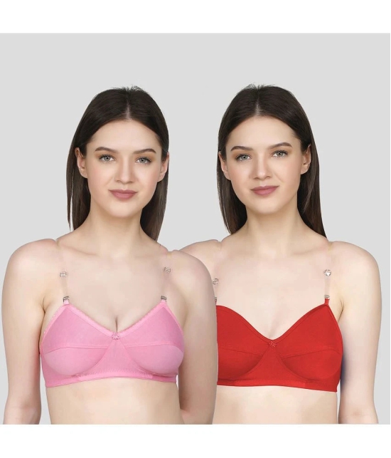 TCG Pack of 2 Cotton Blend Non Padded Womens Everyday Bra ( Pink ) - None