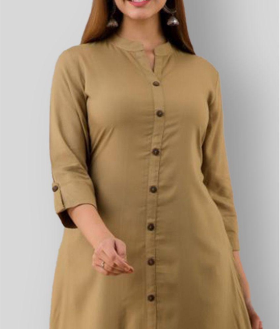 MAUKA - Khaki Rayon Womens Front Slit Kurti ( Pack of 1 ) - XS