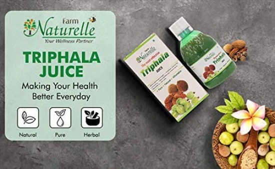 Farm Naturelle-Strongest Ayurvedic Triphala Juice-Improved Digestion-Herbal Laxative-400ml+ 55g Cinnamon Infused Honey.