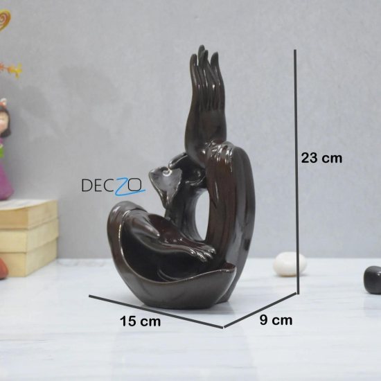 Buddha  Blessing Hand Incense Holder & Backflow Burner: Brown