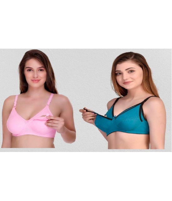 Zourt - Multicolor Cotton Solid Women's Maternity Bra ( Pack of 2 ) - 36B