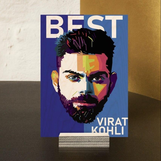 Virat Kohli WPAP Wood Print-5x7 Inch