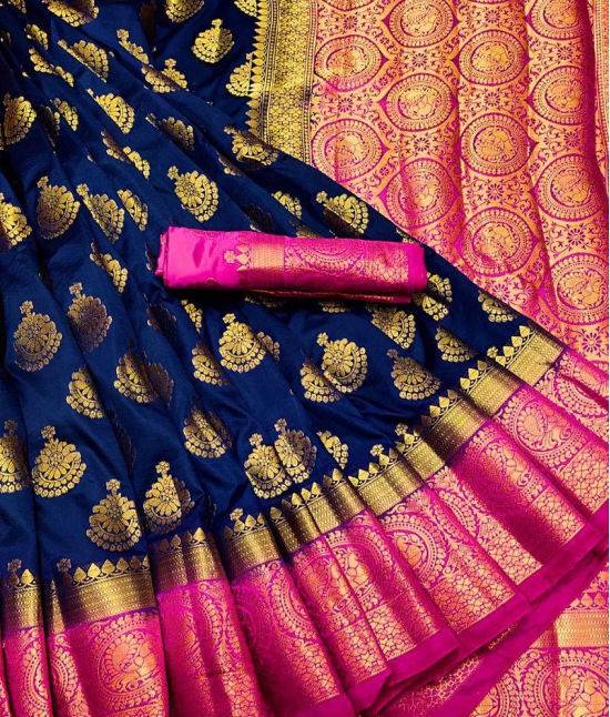 fab woven - Multicolor Banarasi Silk Saree With Blouse Piece ( Pack of 1 )