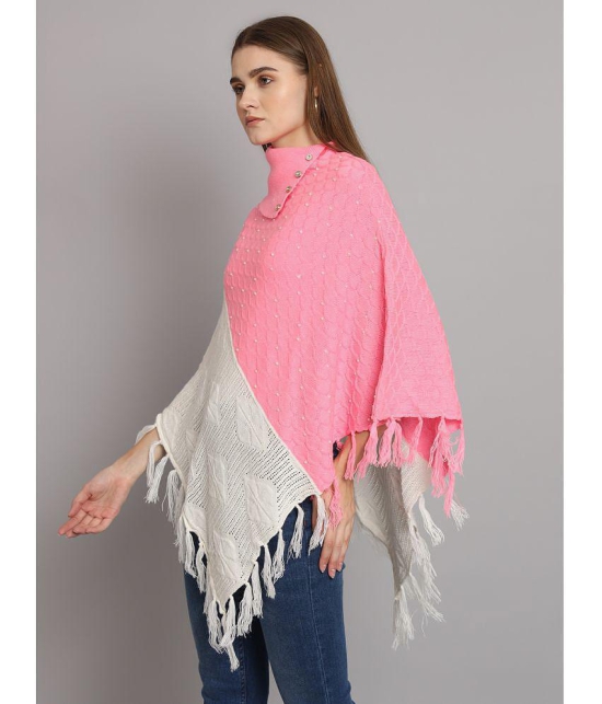 eWools.in Woollen Round Neck Women's Ponchos & Capes - Pink ( ) - None