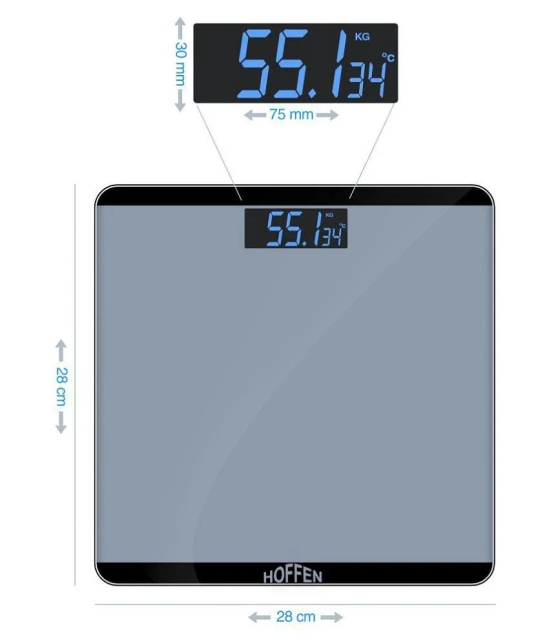 Hoffen Digital Electronic LCD Personal Health Body Fitness Bathroom Weighing Scale HO-18 Grey Grey