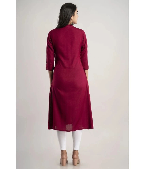 MAUKA - Maroon Rayon Womens Front Slit Kurti ( Pack of 1 ) - None