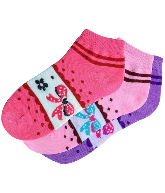 SELETA - Multicolor Cotton Blend Women's Ankle Length Socks ( Pack of 3 ) - None