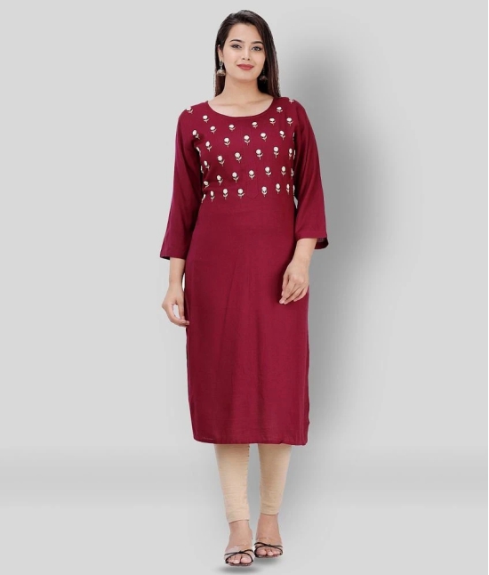 JC4U - Maroon Rayon Womens Straight Kurti ( Pack of 1 ) - 6XL