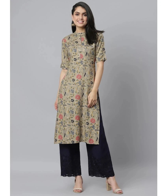 Stylum - Beige Rayon Womens Straight Kurti ( Pack of 1 ) - None