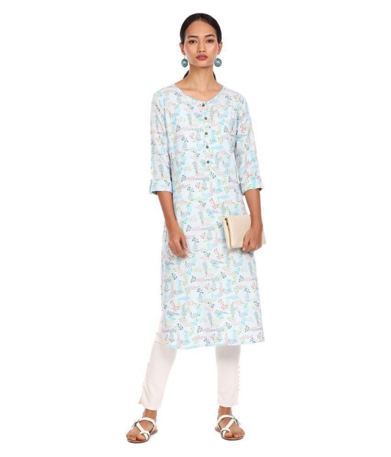 Karigari - Blue Rayon Women's Straight Kurti ( Pack of 1 ) - XS