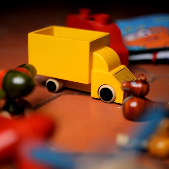 Wooden Food Truck Toy For Kids-Yellow