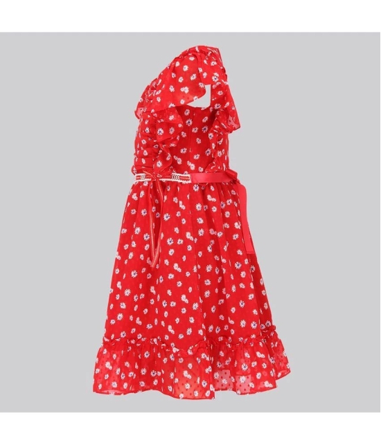 Cutecumber Georgette Fit And Flare Dress For Girls ( Pack of 1 , Red ) - None