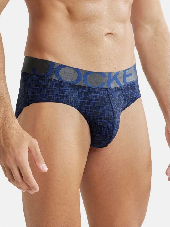 Jockey IC29 Men Tactel Microfiber Elastane Stretch Printed Brief - Rich Royal Blue - None