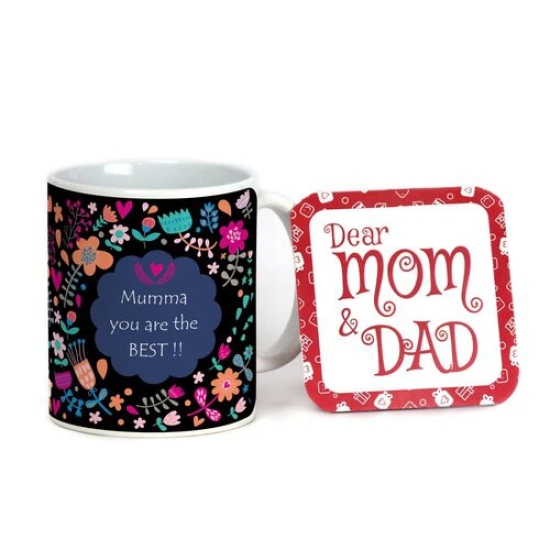 Indigifts Mother's Day Ceramic Mug 325 ml | Mumma You are Best Quotes Artistic Floral Doodle Multicolor Mug | Gifts for Mother-Mom-Mummy-Maa | Birthday Gifts for Mom | Gifts for Mothers