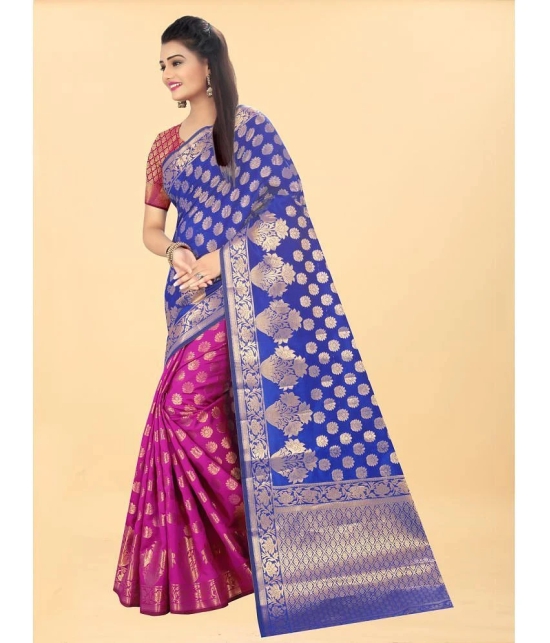 Gazal Fashions - Blue Banarasi Silk Saree With Blouse Piece ( Pack of 1 ) - Blue