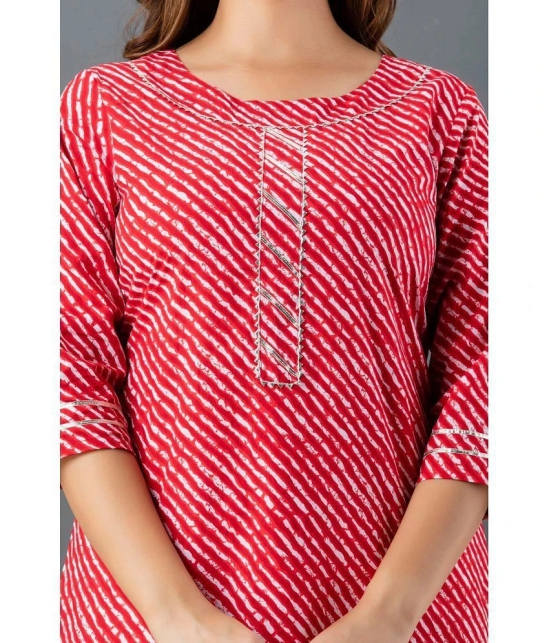 Lee Moda - Red Cotton Womens Straight Kurti ( Pack of 1 ) - None