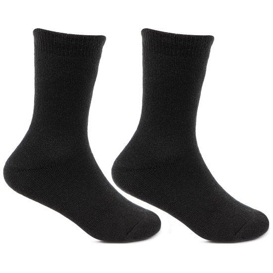 Kids Plain Woolen Crew Socks- Pack of 2 Black 9 - 12 Years